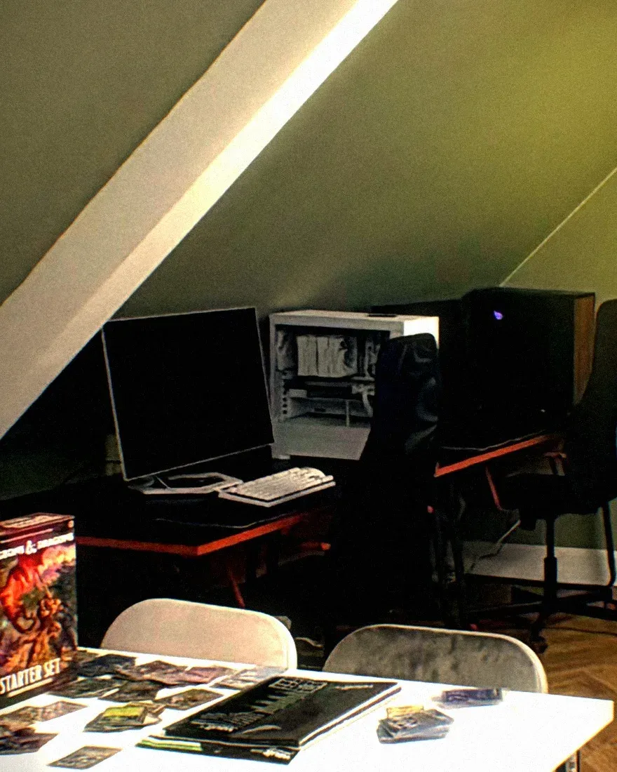 The gaming PCs in the corner of the upstairs gaming room