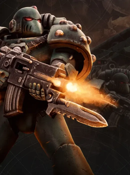 The Horus Heresy artwork of a Space Marine firing a bolter